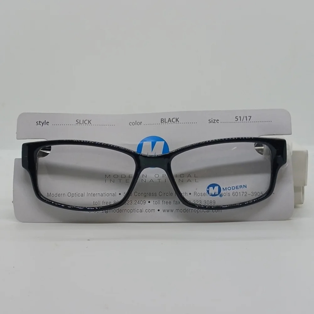 NWT MEN'S MODERN OPTICAL EYEGLASS FRAMES SLICK BLACK